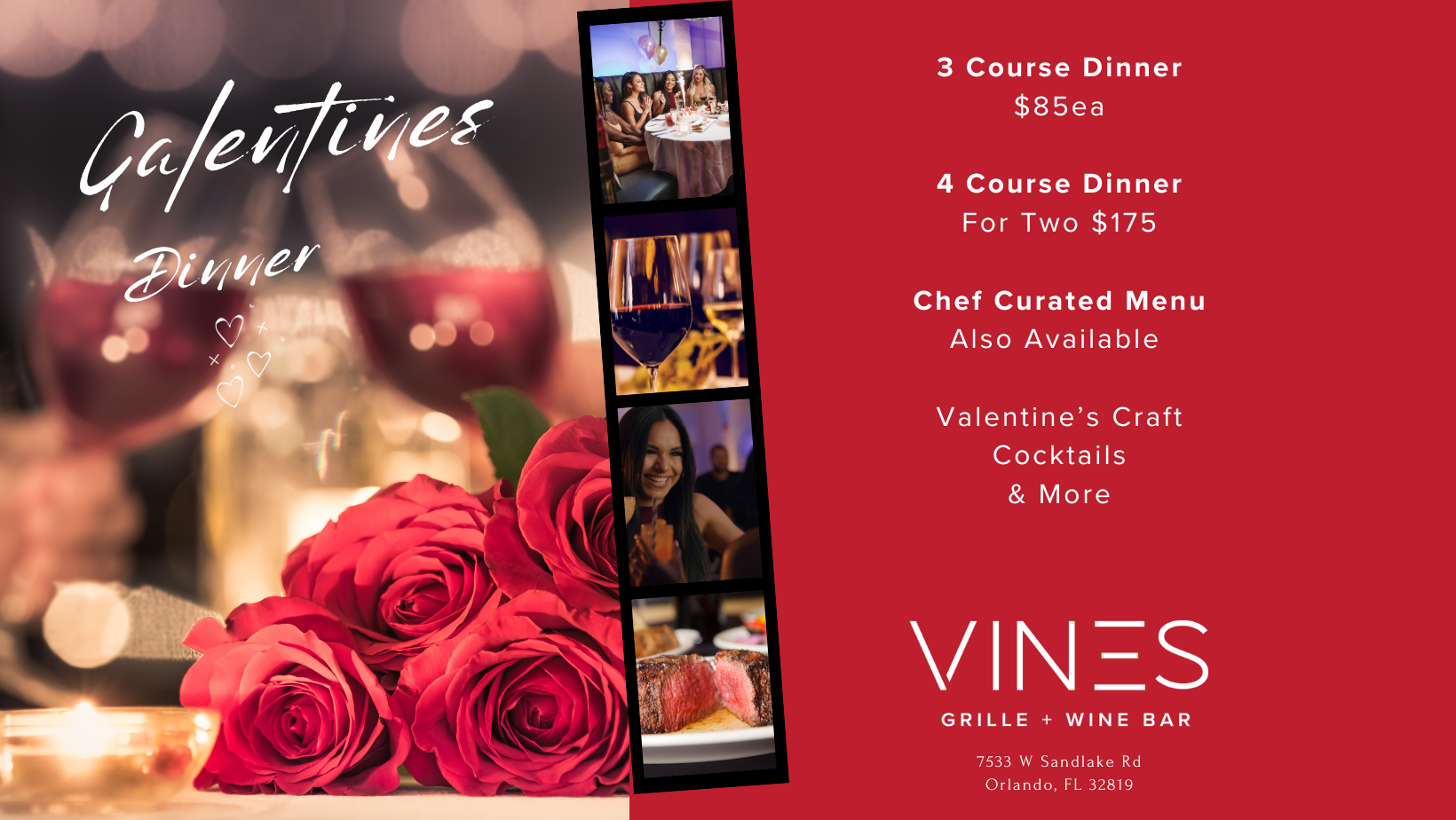 Valentine's Dinner & Prix Fixe Vines Grille & Wine Bar